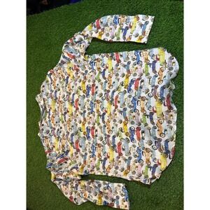 Michaels Mens Vintage Car Print Button Up Shirt XL